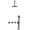Hotbath Cobber IBS70 Regendoucheset - inbouw - 15cm plafondarm - 20cm ronde hoofddouche - 3 standen handdouche - messing verouderd koper (goud) SW677599