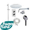 FugaFlow Eccelente Sobrado Badkamer Inbouw Regendoucheset - thermostatisch - wandarm -glijstang - 25cm hoofddouche - handdouche rond - chroom - Black Friday - SW1124143