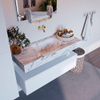 Mondiaz ALAN-DLUX Ensemble de meuble - 110cm - meuble Talc mat - 1 tiroir - Lavabo Cloud Glace suspendu - vasque Centre - 0 trous de robinet SW804961
