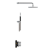 Hotbath Archie IBS30A Ensemble de douche encastré - complet - thermostatique - 2 fonctions - inverseur - bras de douche mural 40cm - tête de douche ronde 30cm - douchette ronde - inox SW299128