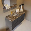 Mondiaz VICA-DLUX Ensemble de meuble de salle de bain - 100cm - meuble sous-vasque gris foncé - 2 tiroirs - lavabo encastré cloud gauche - 1 trou de robinet - version haute de 60cm - lave SW1086036