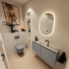 MONDIAZ TURE-DLUX Meuble toilette - 100cm - Smoke - EDEN - vasque Opalo - position centrale - 1 trou de robinet SW1104702
