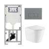 QeramiQ Dely Pack WC suspendu - 36.3x51.7cm - rimless - bâti-support Geberit UP320 - abattant softclose - plaque de commande gris clair - boutons rectangulaires - blanc brillant SW1164327