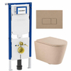 QeramiQ Dely Swirl Toiletset - 36.3x51.7cm - Geberit UP720 Duofix Sigma inbouwreservoir - 35mm zitting - bedieningsplaat taupe - rechthoekige knoppen - mat beige SW1413198