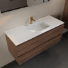 Mondiaz Aivy badmeubelset - 120x45x50cm - 1 kraangat - 1 wasbak talc Keramiek - Midden - 2 lades - Zonder spiegel - Melamine Mocha SW892158