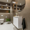 MONDIAZ TURE Kit lave-mains - 60x23x50cm - 1 trou de robinet - 2 portes - talc mat - Lavabo à droite - Solid Surface Blanc SW474892