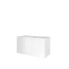 Proline elegant ensemble de meubles de salle de bain 100x46x54cm meuble symétrique blanc brillant avec 1 trou pour robinetterie porcelaine blanc brillant SW349401