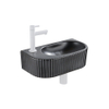 QeramiQ Fuente fonteinset – halfrond – 40x21.5x12 cm – keramiek zwart mat – mat witte kraan – geribbeld SW1233010