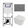QeramiQ Dely Toiletset - 36.3x51.7cm - diepspoel - rimless - Geberit UP320 inbouwreservoir - softclose toilet zitting - 35mm - bedieningsplaat licht grijs - ronde knoppen - mat wit SW1235374