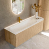 MONDIAZ KURVE-DLUX 135cm Meuble salle de bain avec module 25 D - couleur Oak - 1 tiroir - 1 porte - vasque BIG MEDIUM gauche - 1 trou de robinet - couleur Ostra SW1137769