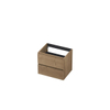 INK Wastafelonderkast - 60x45x52cm - 2 lades - greeploos - met houten keerlijst - MDF - Ash grey SW493476