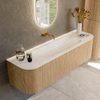 MONDIAZ KURVE-DLUX 160cm Meuble salle de bain avec module 25 G et D - couleur Oak - 1 tiroir - 2 portes - vasque BIG MEDIUM centre - sans trou de robinet - couleur Ostra SW1137747