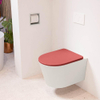 Mondiaz LAVIE hangtoilet – spoelrandloos – 36 x 53 cm – met softclose zitting – Linen (offwhite), zitting Fire (rood) SW1208619