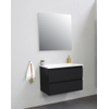 Basic Bella Meuble salle de bains avec lavabo acrylique Blanc 80x55x46cm sans trous de robinet Noir mat SW491717