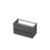 INK Wastafelonderkast - 90x45x52cm - 2 lades - greeploos - MDF lak - Mat beton groen SW416538
