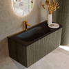Mondiaz KURVE Ensemble de meubles de salle de bains - 105x46x40cm - 1 tiroir - 1 porte - lavabo solid surface - gauche - 1 trou pour robinet - Shadow SW1414188
