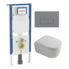 QeramiQ Dely Swirl Toiletset - 36.3x51.7cm - Geberit UP720 Duofix Sigma inbouwreservoir - 35mm zitting - bedieningsplaat licht grijs - rechthoekige knoppen - wit glans SW1413170