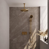 BRAUER Gold Carving Douche de pluie thermostatique encastrée - boutons-poussoirs - SET 72 - pomme de douche 30cm - bras de plafond - douchette 3 jets - flexible de douche - barre de douche intégrée - or brossé PVD SW925644