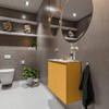 MONDIAZ TURE Toiletmeubel 60x23x50cm met 1 kraangaten 2 deuren ocher mat Wastafel Eden links Solid Surface Wit SW475042
