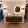 Mondiaz CIRO-DLUX Badkamermeubelset - 160x45x50cm - Solid surface wastafel Oza - 1 wasbak Rechts - zonder kraangaten - 4 lades - Dusk SW1533299