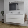 Saniclass Chaci Meuble de salle de bain - 120x46x55cm - lavabo en céramique blanc - 2 vasques - 2 trous de robinet - 2 tiroirs - miroir rectangulaire - blanc mat SW816530