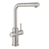 Grohe Blue Home Keukenkraan - uittrekbare L uitloop - 1 gats - filterfunctie - plat licht en bruisend water - Brushed Supersteel (RVS) SW236968