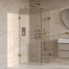 BRAUER Void Carving Cabine de douche - 90x90x200cm - porte battante - revêtement de verre - réversible - verre clair - or brossé PVD SW1418135