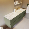 Mondiaz VICA-DLUX ensemble de meuble de salle de bain - 150cm - meuble sous-vasque armée - 4 tiroirs - lavabo encastré nuage droite - 1 trou de robinet - version haute de 60cm - glace SW1088124