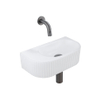 QeramiQ Fuente Ensemble de Lavabo - 40x21.5x12cm - strié - demi-rond - céramique - ensemble de robinet gunmetal - bouchon de vidange - siphon abaissé - blanc mat SW1233119