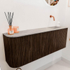Mondiaz JOYA-DLUX 111.6cm toiletmeubel - ronding links kleur Walnut - Wastafel FAYE positie Rechts Zonder kraangat kleur Glace. SW1422387