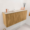 Mondiaz JOYA-DLUX 90cm toiletmeubel - kleur Oak - Wastafel FAYE positie Links 1 kraangat kleur Frappe. SW1421949