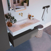 Mondiaz ALAN-DLUX Ensemble de meuble - 100cm - meuble Dark grey mat - 1 tiroir - Lavabo Cloud Opalo suspendu - vasque Centre - 0 trous de robinet SW806266