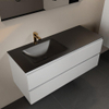 Mondiaz Aivy ensemble meuble de salle de bains - 120x45x50cm - 1 trou de robinet - 1 vasque urban Solid surface - Gauche - 2 tiroirs - Avec miroir - MDF Talc SW892329