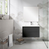 Saniclass Prime Core Meuble de salle de bain - 80x50x45cm - 1 vasque rectangulaire en céramique blanc - 1 trou de robinet - 2 tiroirs - miroir rectangulaire - noir mat SW925861