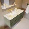 Mondiaz VICA-DLUX Ensemble de meuble de salle de bain - 110cm - meuble sous-vasque armée - 2 tiroirs - lavabo encastré nuage gauche - sans trous de robinet - version haute de 60cm - glace SW1088108