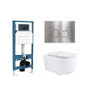 QeramiQ Dely Swirl Ensemble de toilette - réservoir encastré QeramiQ Flush - abattant fin - plaque de commande en métal inox - boutons ronds - blanc brillant SW1578471