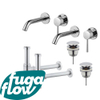 FugaFlow Eccelente Sobrado Kit robinet lavabo - pour double vasque - robinet rehaussé - bonde clic clac - siphon design - Chrome brillant SW1124260