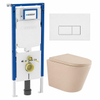 QeramiQ Dely Toiletset - 36.3x51.7cm - diepspoel - rimless - Geberit UP720 inbouwreservoir - softclose toilet zitting - 35mm - mat witte bedieningsplaat - rechthoekige knoppen - mat beige SW1427081