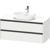 Duravit Ketho.2 Wastafelonderbouwkast - inclusief consoleplaat - met 2 laden - 120x55x56.8cm - met handgrepen antraciet - wit mat SW771799