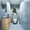 MONDIAZ ADA Toiletmeubel - 60x30x50cm - 1 kraangat - 2 lades - washed oak mat - wasbak rechts - Solid surface - Zwart SW473128