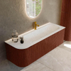 Mondiaz KURVE-DLUX Ensemble de meuble de salle de bains - 135x46x40cm - 1 tiroir - 1 porte - lavabo solid surface - droit - 1 trou de robinet - Ruby SW1415763