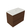 Saniclass Holz Pure Badkamermeubelset - 80x45x63cm - Dia marmeren wastafelblad gepolijst (wit) - zonder kraangat - 2 lades - mat walnut pure (hout) SW1478327