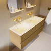 Mondiaz VICA-DLUX ensemble de meuble de salle de bain - 120cm - meuble sous-vasque oro - 4 tiroirs - lavabo encastré cloud double - sans trous de robinet - miroir modèle spot - version XL 60cm de haut - ostra SW1098365