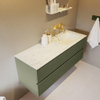 Mondiaz VICA-DLUX ensemble de meuble de salle de bain - 130cm - meuble sous-vasque armée - 4 tiroirs - lavabo encastré cloud droite - sans trous de robinet - version haute de 60cm - opalo SW1086502