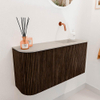 Mondiaz JOYA-DLUX Meuble de toilette 81,6cm - arrondi gauche couleur Noyer - Vasque FAYE position Droite Sans trou de robinet couleur Opalo SW1422542