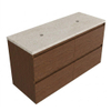 Saniclass Holz Pure Badkamermeubelset - 120x45x63cm - Travertine natuurstenen topblad - zonder kraangat - 4 lades - mat walnut pure (hout) SW1478879