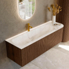 MONDIAZ KURVE-DLUX 145cm Meuble salle de bain avec module 25 D - couleur Walnut - 1 tiroir - 1 porte - vasque BIG LARGE gauche - 1 trou de robinet - couleur Frappe SW1137495