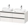Duravit ketho 2 meuble sous lavabo avec plaque console avec 4 tiroirs pour lavabo à gauche 140x55x56.8cm avec poignées anthracite taupe super mat SW772415