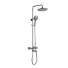 Fortifura Calvi Regendoucheset - thermostatisch - 25cm hoofddouche - metalen slang - ronde handdouche - draaibare baduitloop - PVD - geborsteld gunmetal (antraciet) SW1592508