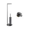 Fortifura Calvi porte-rouleau de toilette sur pied avec brosse de toilette - avec crochet pour serviette - Gunmetal PVD brossé SW1390021